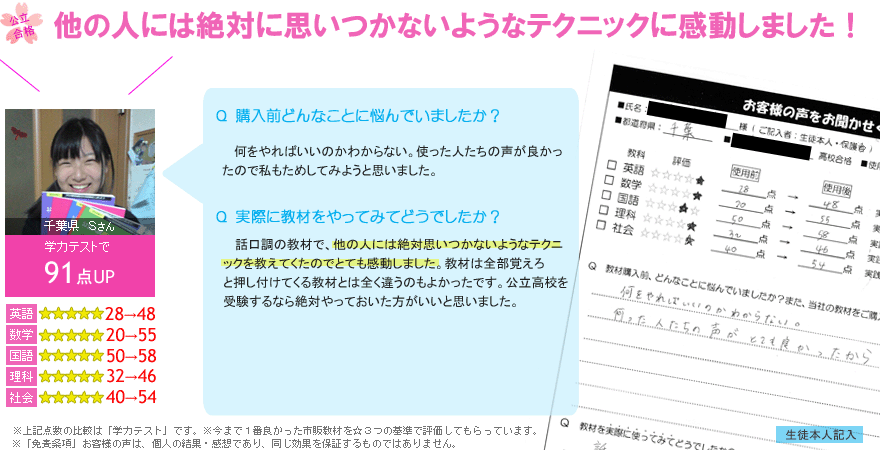 高校受験偏差値UPテキスト口コミレヴュー