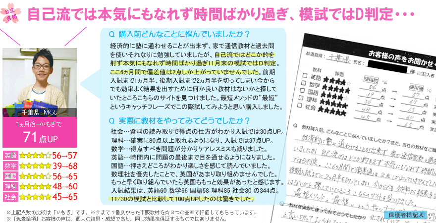 高校受験偏差値UPテキスト口コミレヴュー