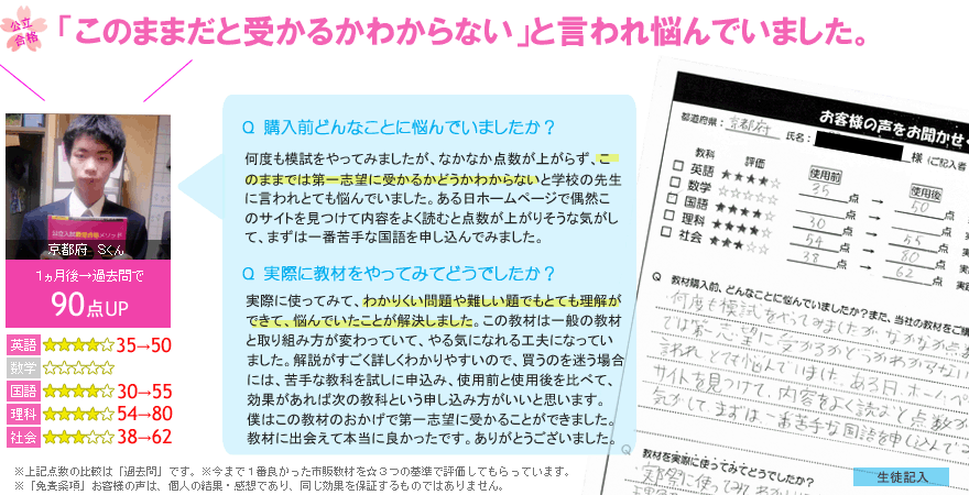 高校受験偏差値UPテキスト口コミレヴュー