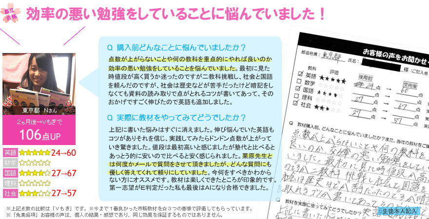 高校受験偏差値UPテキスト口コミレヴュー5