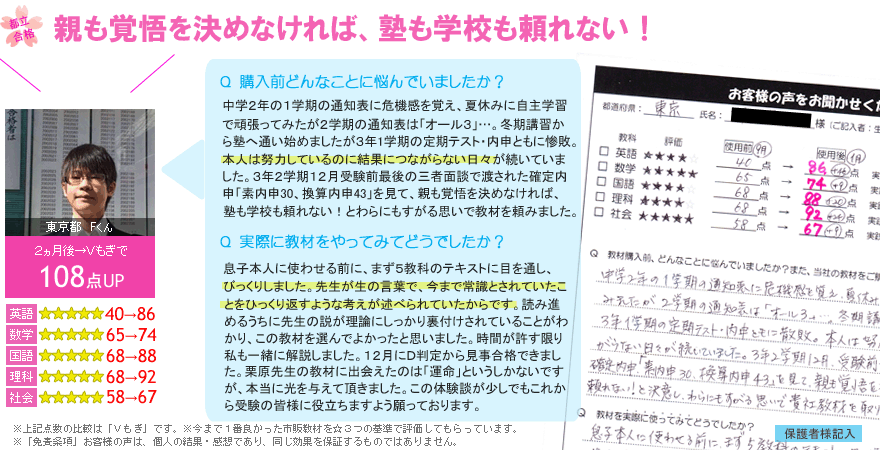 高校受験偏差値UPテキスト口コミレヴュー4