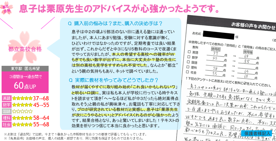 高校受験偏差値UPテキスト口コミレヴュー7